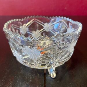 Anna Hutte Lead Crystal Cut Glass Bowl Floral Pattern Hand Blown Germany